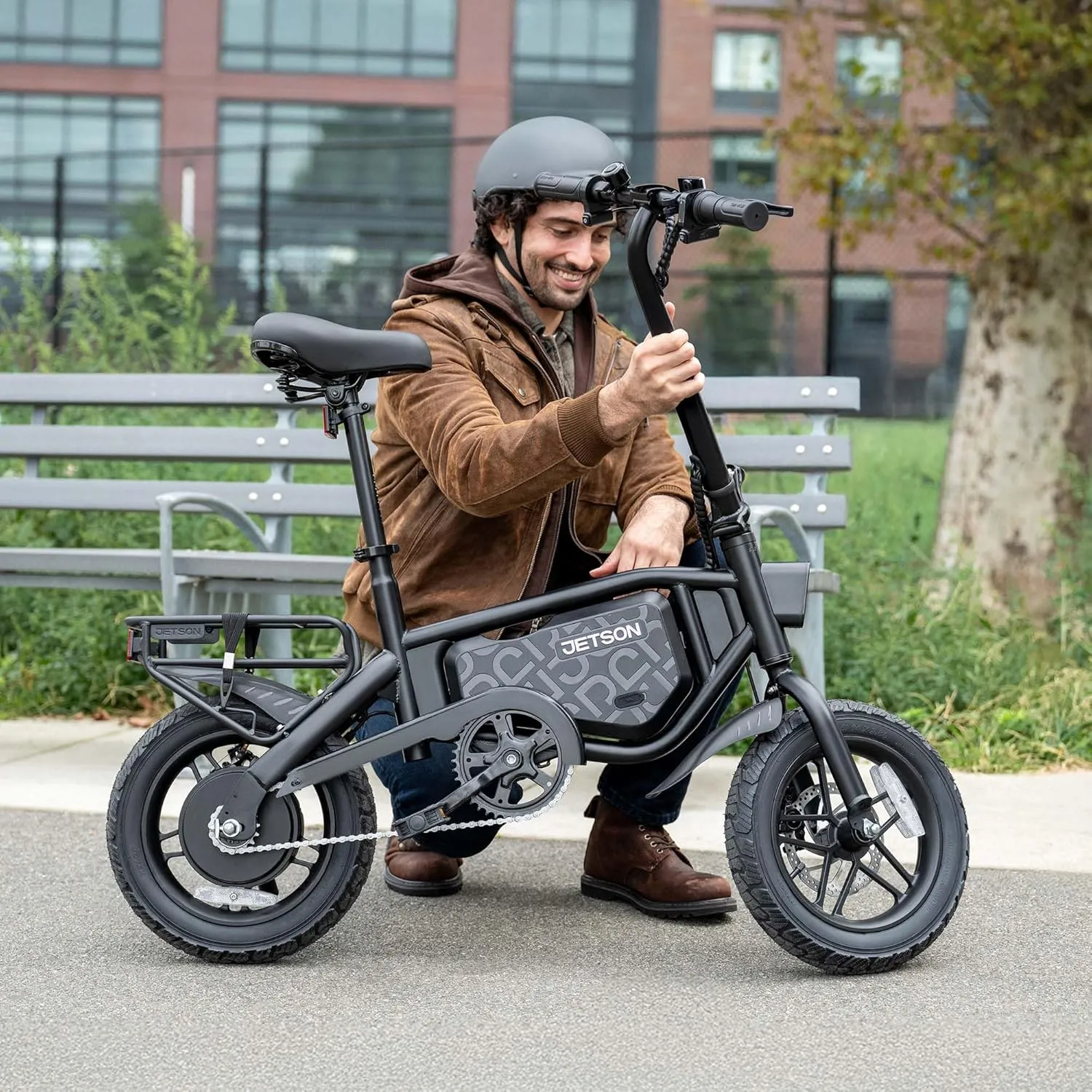 Jetson Bolt Folding Electric Ride-On Bike, Easy-Folding, Built-in Carrying Handle, Twist Throttle, Up to 15.5 MPH, Ages 13 