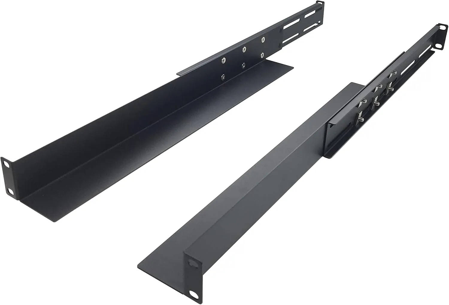 JINGCHENGMEI 1U Universal 4-Post Rack Mount Server Shelf Rails for Dell Compaq HP IBM APC - 16-33 Inches Adjustable Depth-110 lbs Capacity (16-33" Rails)