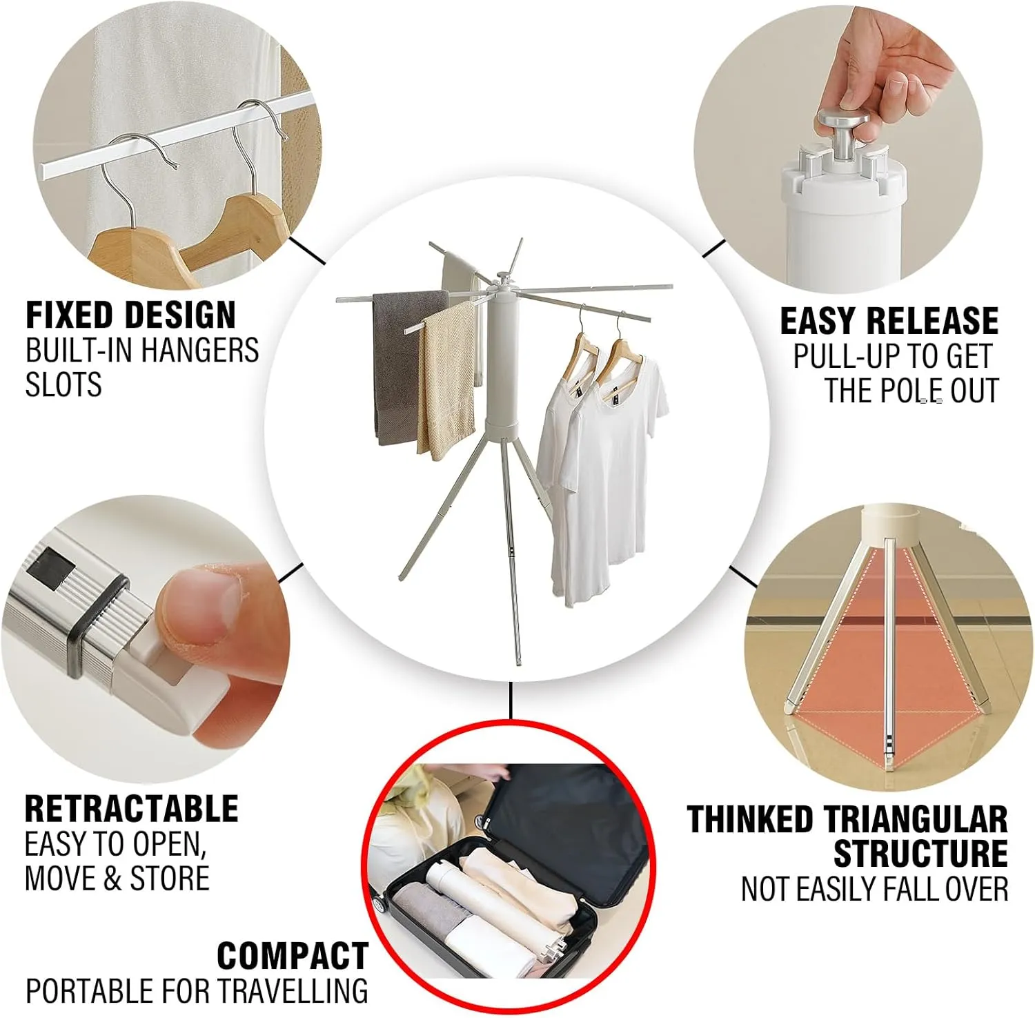 JOOM Clothes Drying Rack Portable Foldable - Space Saving, Collapsible Drying Rack for Laundry, Indoor, Outdoor. Folding Clothing Rack Home and Travel