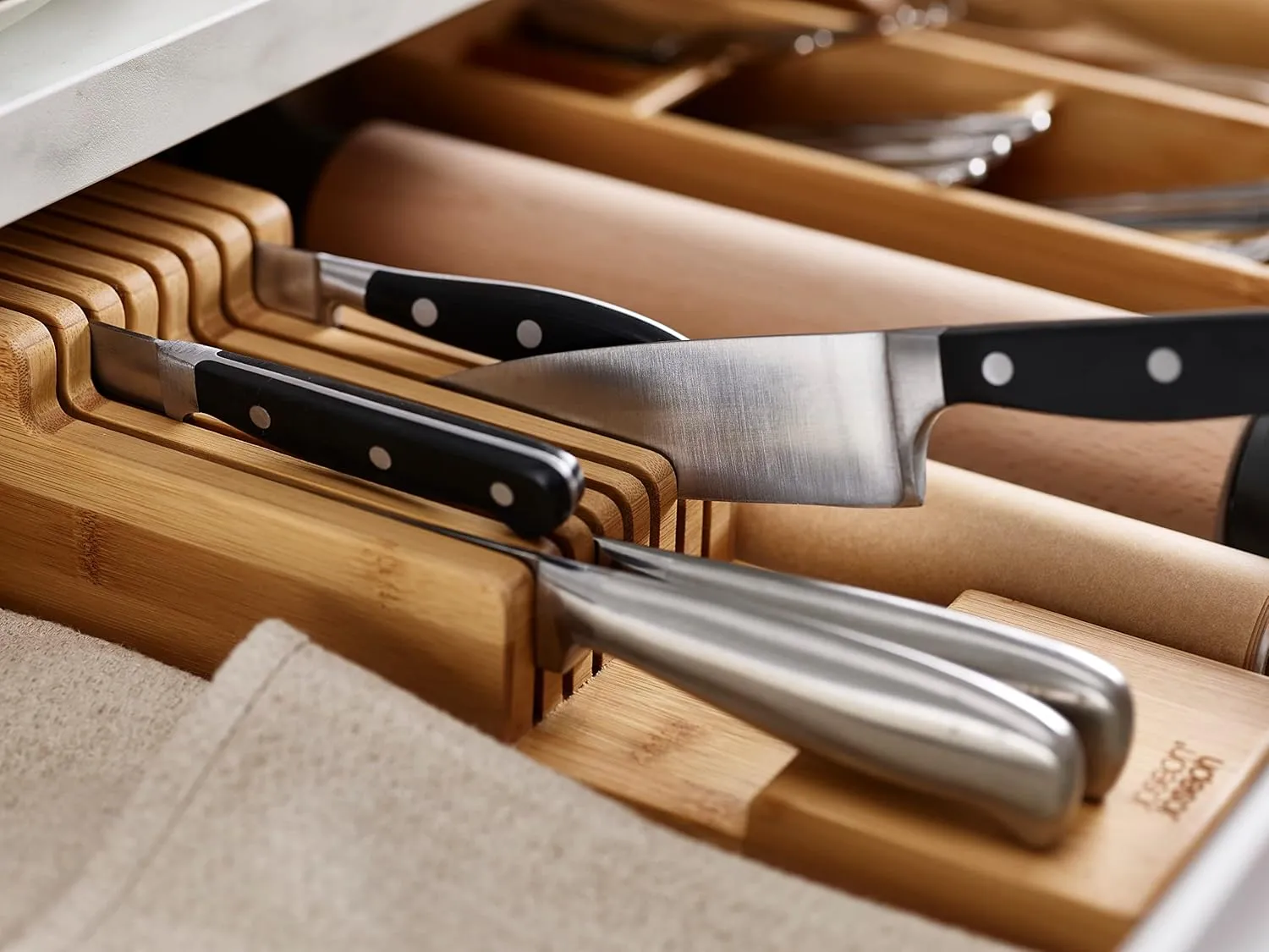 Joseph Joseph DrawerStore Compact Knife Organizer, holds up to 9 knives, Kitchen Organization & Drawer Storage, Bamboo