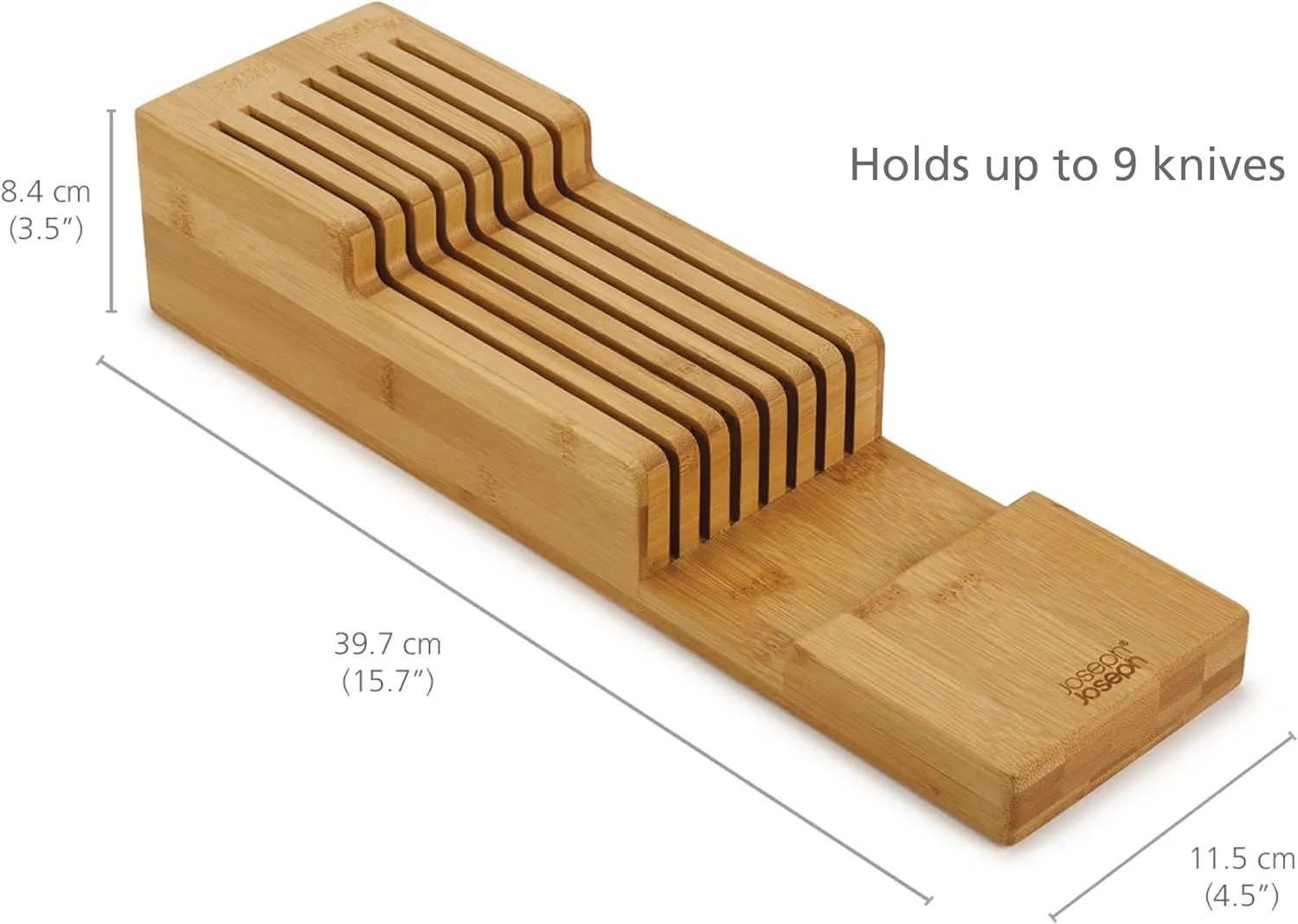 Joseph Joseph DrawerStore Compact Knife Organizer, holds up to 9 knives, Kitchen Organization & Drawer Storage, Bamboo