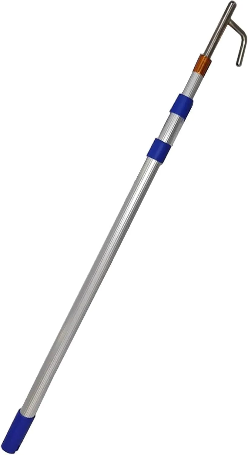 Katzowen Versatile Grabber Reacher Tool for Yachts Mooring Lines/Hang Lights, Adjustable Emergency Water Rescue Rod Hooks,Telescoping Boat Hook Pole for Docking