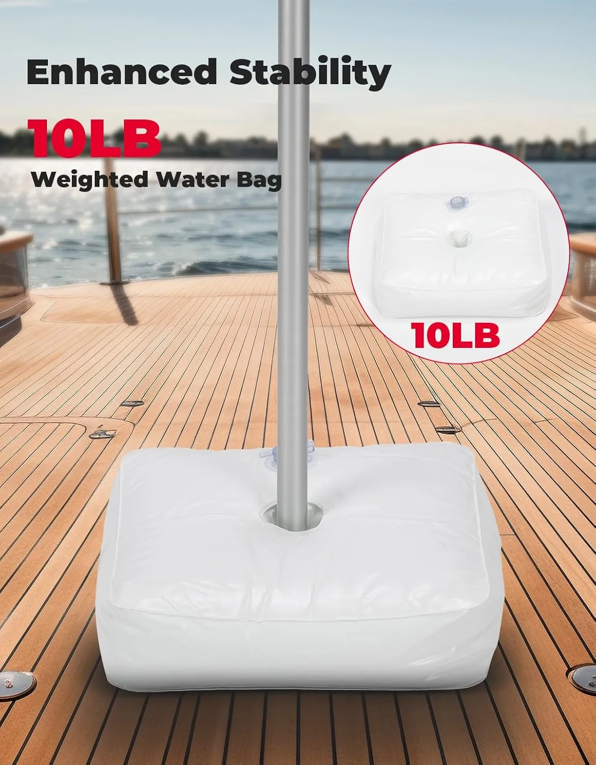 KEMIMOTO Boat Cover Support Pole, Height Adjustable Telescoping Boat Cover Support System for Pontoon, Jon Boat, V Hull Boat with Webbing Straps and Weight Bag