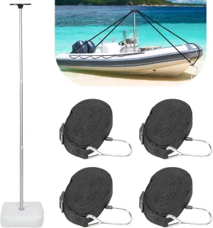 KEMIMOTO Boat Cover Support Pole, Height Adjustable Telescoping Boat Cover Support System for Pontoon, Jon Boat, V Hull Boat with Webbing Straps and Weight Bag