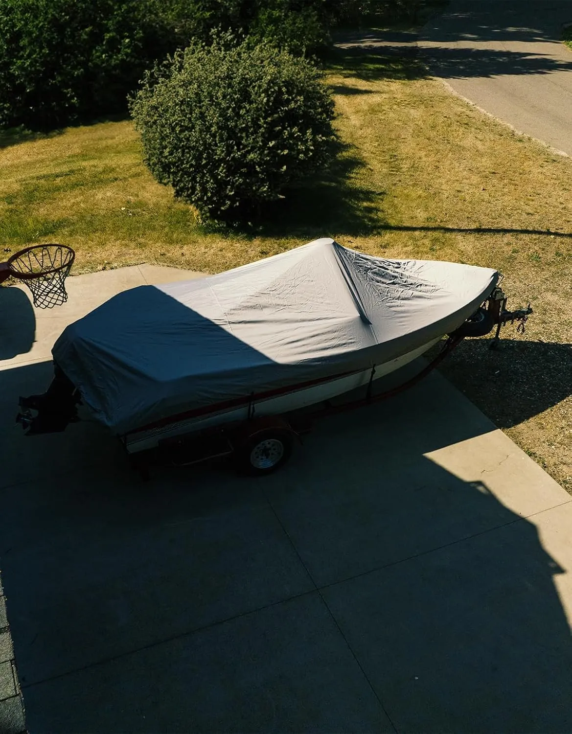 KEMIMOTO Boat Cover Support Pole, Height Adjustable Telescoping Boat Cover Support System for Pontoon, Jon Boat, V Hull Boat with Webbing Straps and Weight Bag
