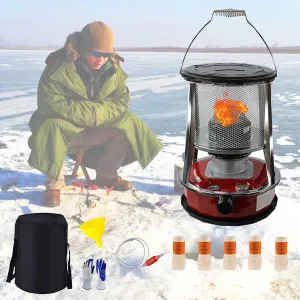 Kerosene Stove Indoor, Kerosene Heater Without Electricity, Portable Petroleum Stove, 4l/6l, Paraffin Heater for Outdoor Camping Patio Tent Hiking, With Storage Bag and 5 Wicks,4.6L-Red
