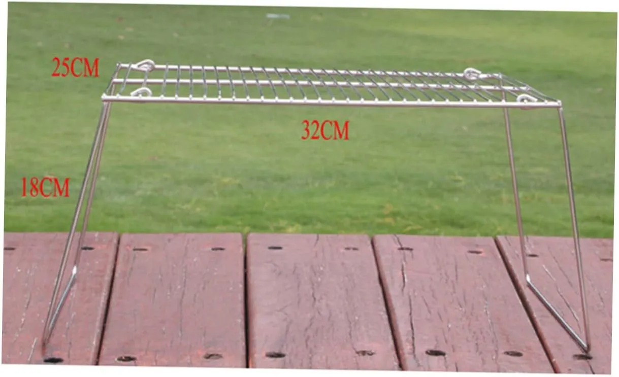 KICHOUSE Stainless Steel Bbq Rack Mini Portable Grill Easy Assembly Outdoor Barbecue Accessory for Camping and Fishing
