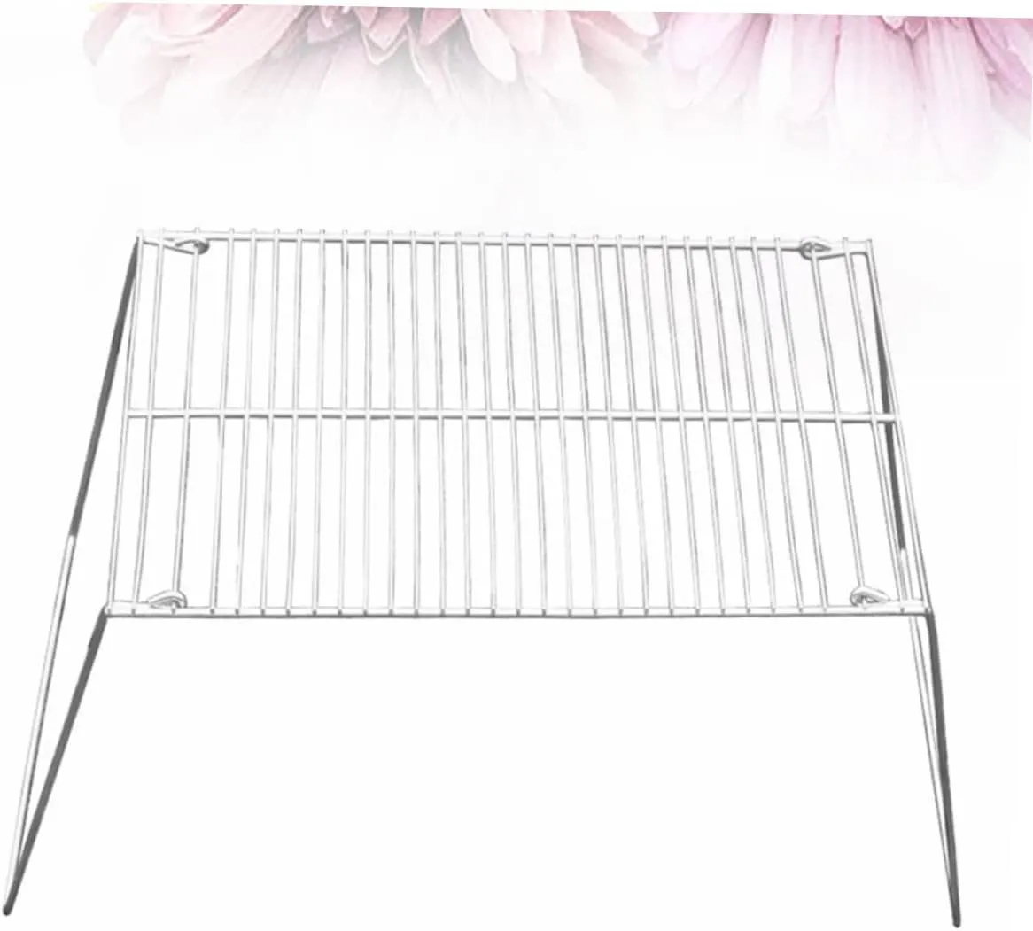KICHOUSE Stainless Steel Bbq Rack Mini Portable Grill Easy Assembly Outdoor Barbecue Accessory for Camping and Fishing