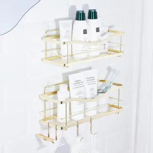 KINCMAX Shower Caddy Organizer - Self Adhesive Wall Shower Shelf - Stainless Steel Bath Shampoo Holder and Storage Rack