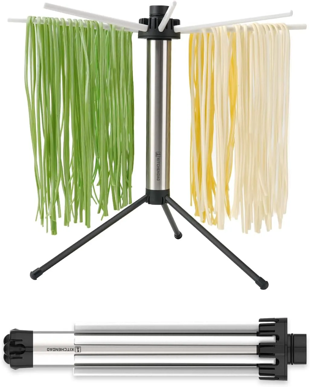 KITCHENDAO Collapsible Pasta Drying Rack, Compact for Easy Storage, Quick Set up, Foldable Pasta Dryer Rack Spaghetti Noodle Hanger, Detachable for Easy Cleaning, Rotary Arms, Hold up to 5 lbs