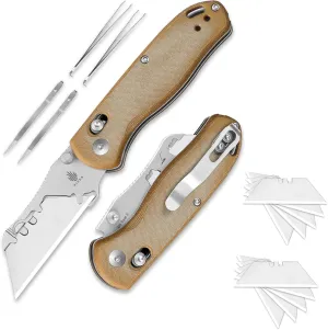 Kizer Drop Bear(Tool-Free Version) Pocket Folding Utility Knife, Quick Change Box Cutter EDC knife with 10PCS Razor Blades, Clutch Lock & Pocket Clip Small Pocket Knives for Men Women V3619JA7