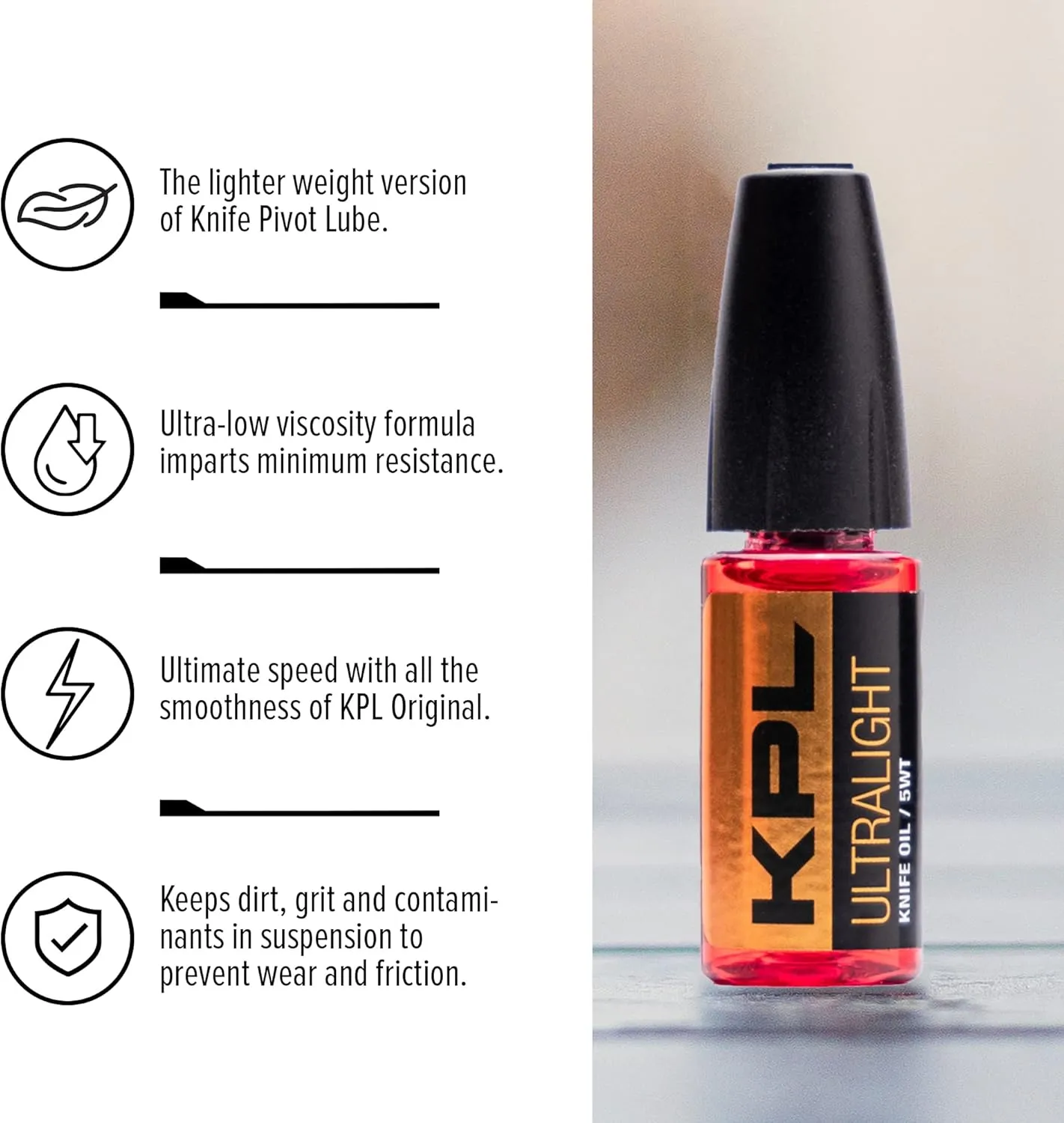 KNIFE PIVOT LUBE Ultralight Knife Oil for Blades, Synthetic Pocket Knife Lubricant, Knife Honing Oil for Cleaning Knives, Knife Oil Lubricant for Blade Care, Precision Knife Oiler Bottle (5 Weight)