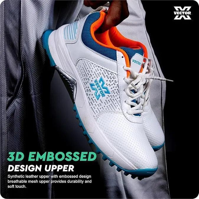 KNK Vector Striker Pro Cricket Shoes – Indoor & Outdoor Rubber Spike Sports Shoes for Cricket & Hockey – Lightweight with Midfoot Support, Cushioned Ankle Collar & Durable PU Upper