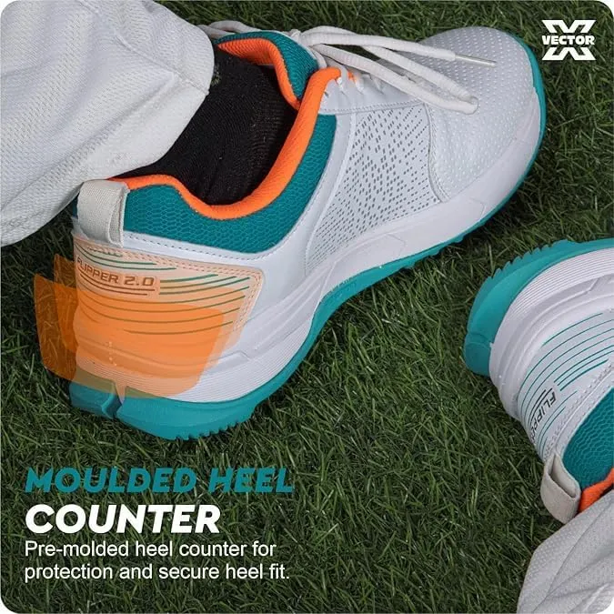 KNK Vector Striker Pro Cricket Shoes – Indoor & Outdoor Rubber Spike Sports Shoes for Cricket & Hockey – Lightweight with Midfoot Support, Cushioned Ankle Collar & Durable PU Upper