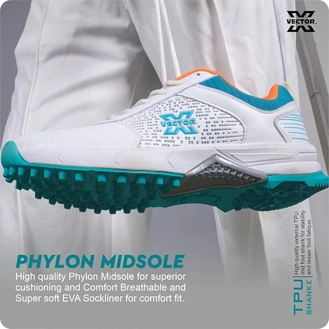 KNK Vector Striker Pro Cricket Shoes – Indoor & Outdoor Rubber Spike Sports Shoes for Cricket & Hockey – Lightweight with Midfoot Support, Cushioned Ankle Collar & Durable PU Upper