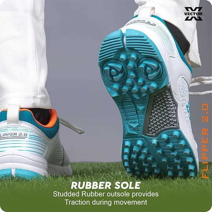 KNK Vector Striker Pro Cricket Shoes – Indoor & Outdoor Rubber Spike Sports Shoes for Cricket & Hockey – Lightweight with Midfoot Support, Cushioned Ankle Collar & Durable PU Upper