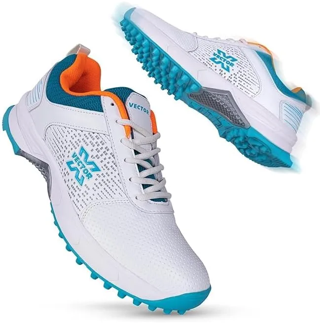 KNK Vector Striker Pro Cricket Shoes – Indoor & Outdoor Rubber Spike Sports Shoes for Cricket & Hockey – Lightweight with Midfoot Support, Cushioned Ankle Collar & Durable PU Upper