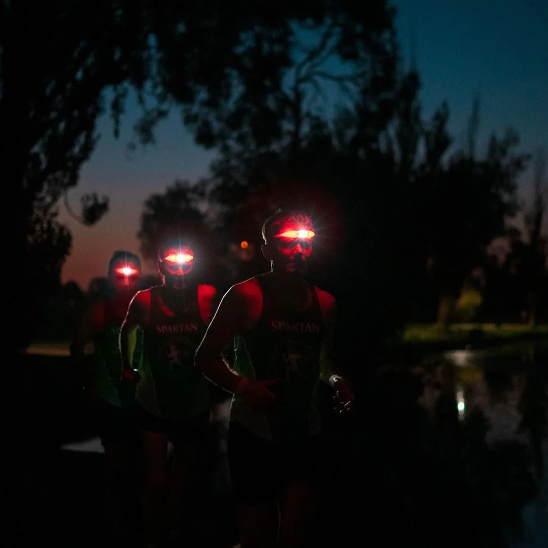 KNOG Bandicoot Run 250 USB Rechargeable LED Headlamp - Bright 40m Beam, Red Halo Mode, IP67 Waterproof Camping Headlamp - Comfortable Anti-Odor Silicone Strap for Running, Coral
