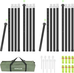KOMCLUB Tarp Poles Telescoping Tent Poles Replacement Canopy Adjustable Aluminum Rods Camping Accessories Heavy Duty Pole Thicker Lightweight for Hiking Awning Backpacking Tent Stakes Reflective Ropes