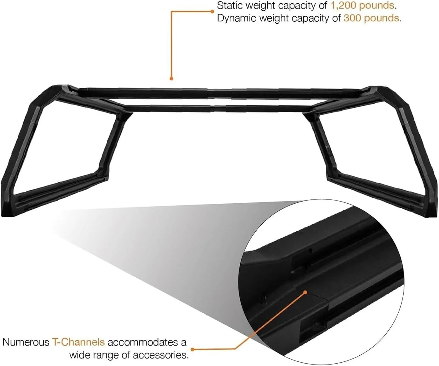 KUAT Ibex Versatile Durable Lightweight Aluminum Adjustable Truck Bed Rack - Stainless Steel Hardware Included | 1,200 LBS Static & 300 LBS Dynamic Weight Capacity, IBEXC1 - Mid-Size - Long-Bed