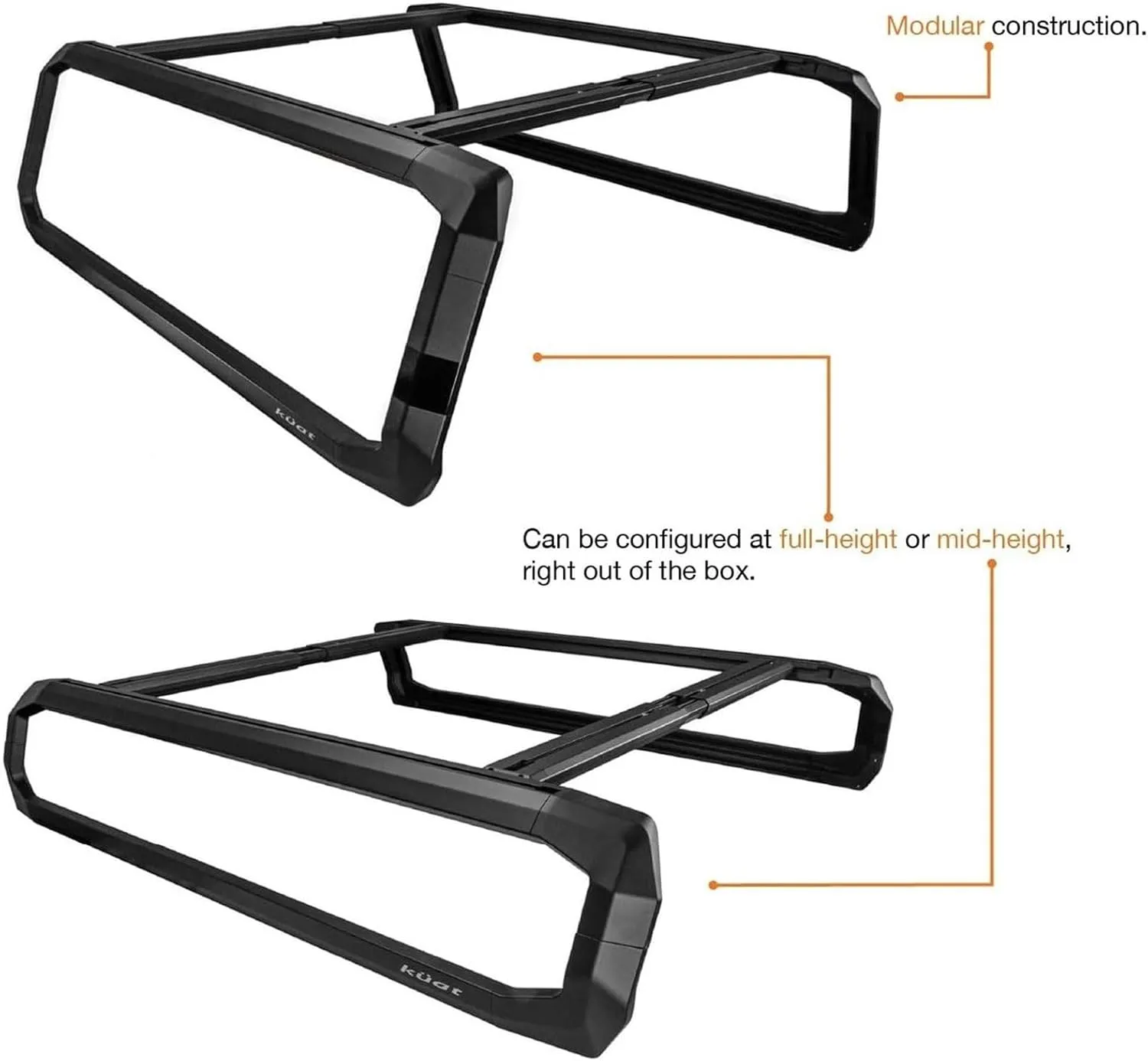 KUAT Ibex Versatile Durable Lightweight Aluminum Adjustable Truck Bed Rack - Stainless Steel Hardware Included | 1,200 LBS Static & 300 LBS Dynamic Weight Capacity, IBEXC1 - Mid-Size - Long-Bed