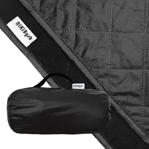Large Outdoor Blanket Waterproof Quilted,Thick Warm Fleece Blanket for Stadium Camping Picnics Beaches Pets Sports - Sandproof Windproof Washable Portable - Black