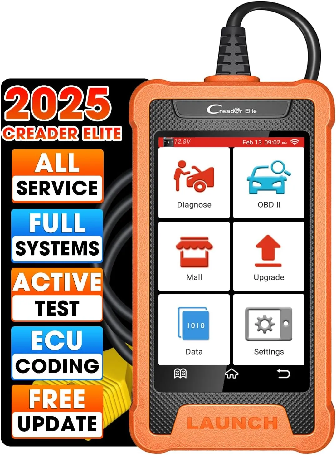 LAUNCH Creader Elite For BMW OBD2 Scanner, 2025 Full Systems Diagnostic Bi-directional Scan Tool, All Reset Service, ECU Coding, Battery Registration Tool for BMW Mini Rolls-Royce,Lifetime Free Update