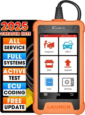 LAUNCH Creader Elite For BMW OBD2 Scanner, 2025 Full Systems Diagnostic Bi-directional Scan Tool, All Reset Service, ECU Coding, Battery Registration Tool for BMW Mini Rolls-Royce,Lifetime Free Update