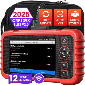 LAUNCH CRP129X V2.0 Elite OBD2 Scanner for Car, 2025 Upgrade of CRP123X/CRP129X, New-added 12 Reset Services, Scan Tool for ABS/SRS/AT/Engine, FCA AutoAuth, Lifetime Free Update, Auto VIN,Battery Test