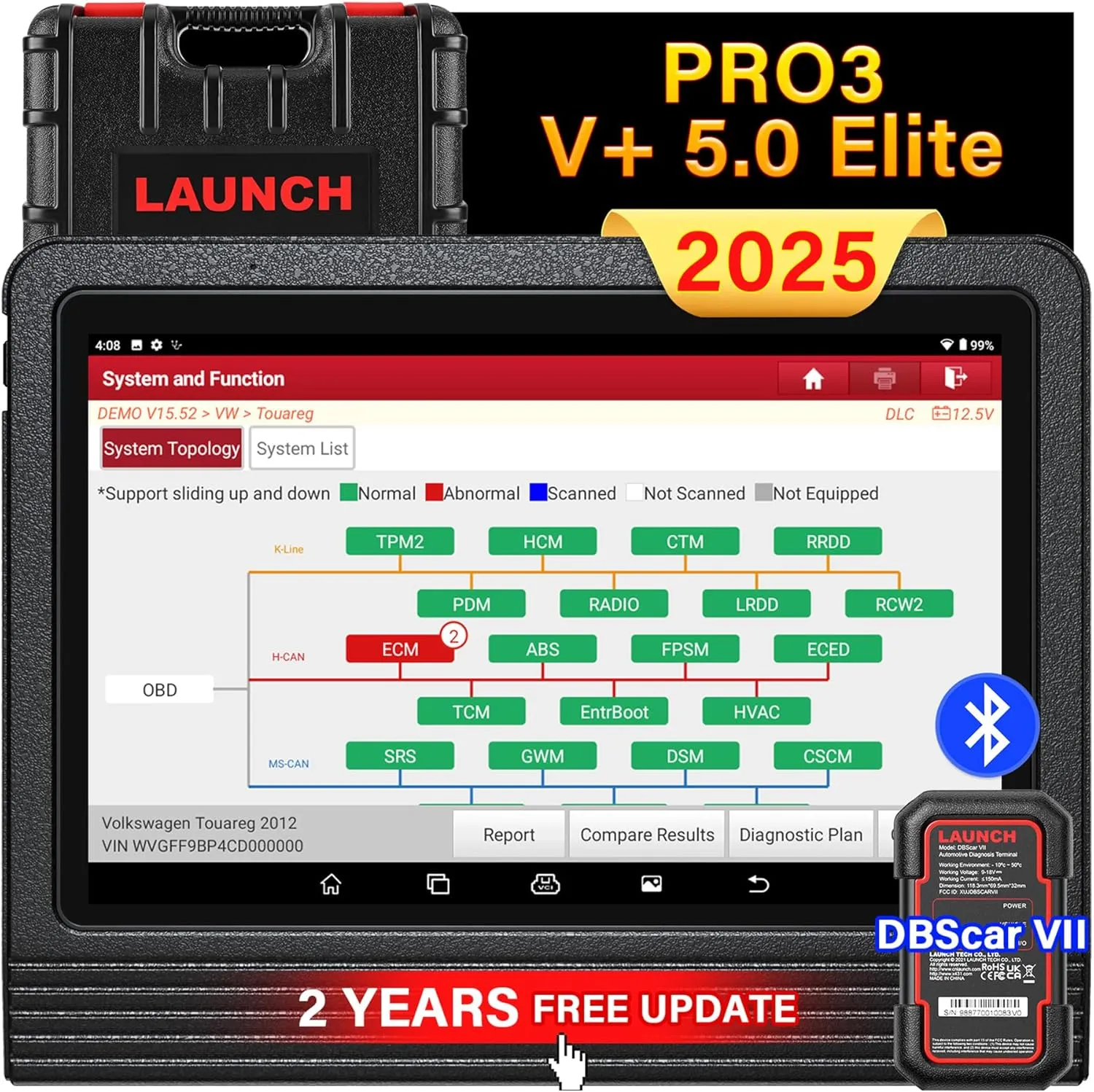 LAUNCH X431 PRO3 V  5.0 Elite 2025 Upgraded Bidirectional Scan Tool, OEM Topology Map, Scan HD Trucks, AutoAuth for FCA SGW, ECU Coding, 55  Services, All System Diagnose, 2-Year Free Update, CAN FD