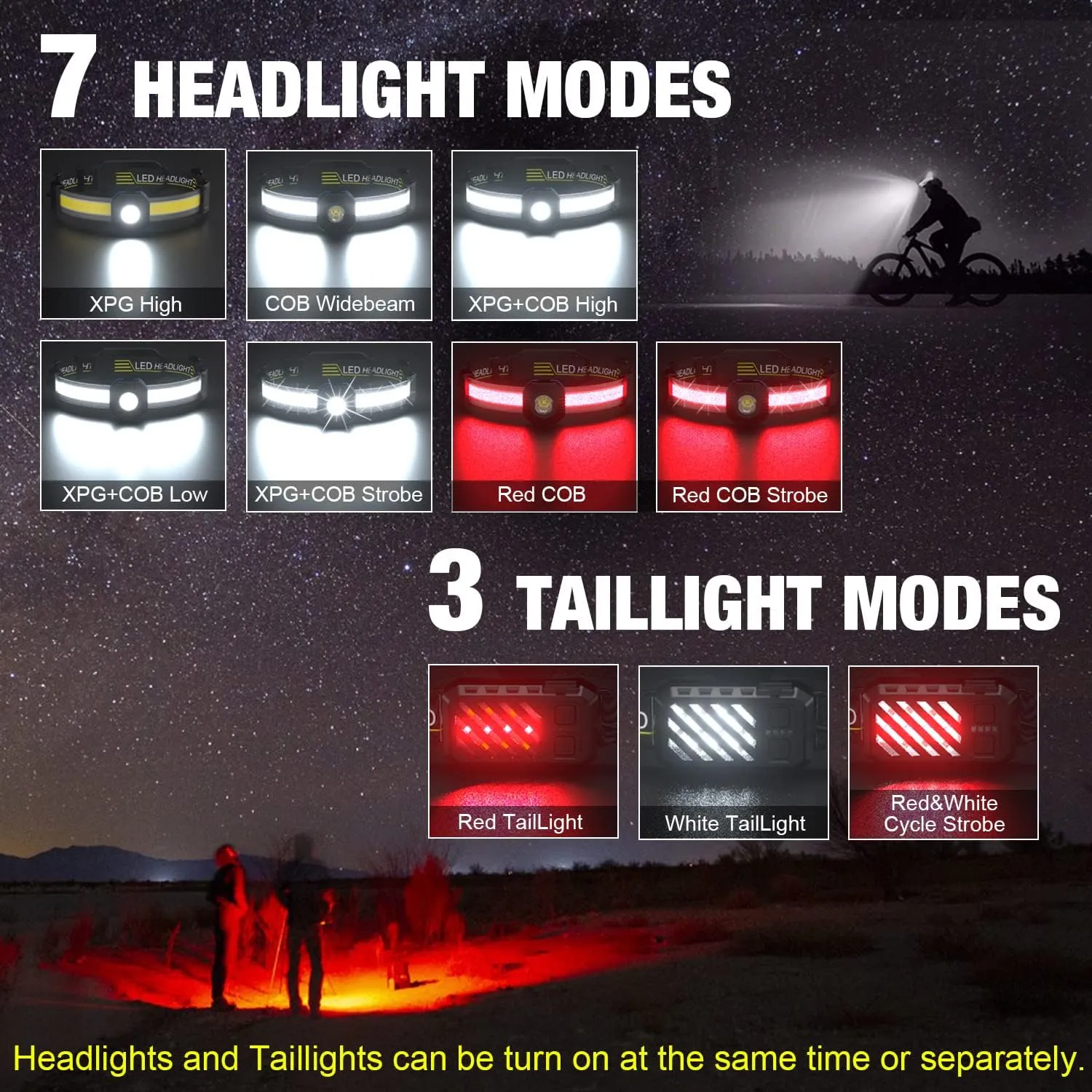 LED Headlamp, 1000lumens 230° Widebeam Headlight 4 Packs, USB Rechargeable HeadLamp with Red Taillight, Lightweight Waterproof Headband Light for Camping Running Hiking, Hard Hat Headlamp