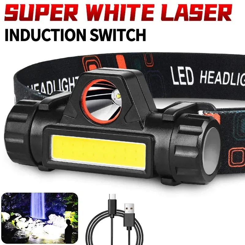 LED Headlamp Flashlight – Rechargeable, Magnetic, Long Battery Life for Night Fishing & Outdoor Use