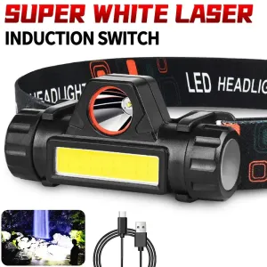 LED Headlamp Flashlight – Rechargeable, Magnetic, Long Battery Life for Night Fishing & Outdoor Use