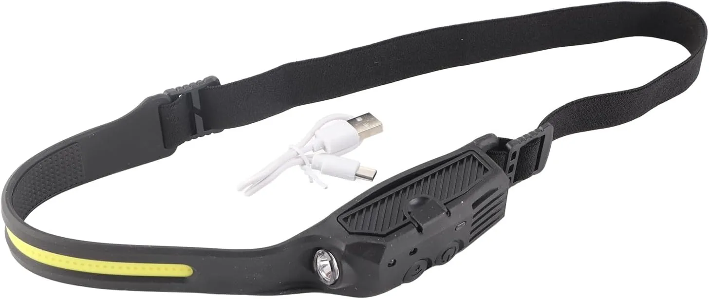 LED Headlight USB Charging Headlamp, LED Wide Beam Headlamp, 4 Level Double Button Switch Intelligent Sensing COB Headlights