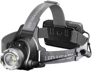LED Rechargeable Headlamp, Brightest LED Work Headlight Zoomable, Waterproof, 5 Modes Lightweight Head Lamp for Adult Camping, Hard Hat, Hunting, with USB Output as Power