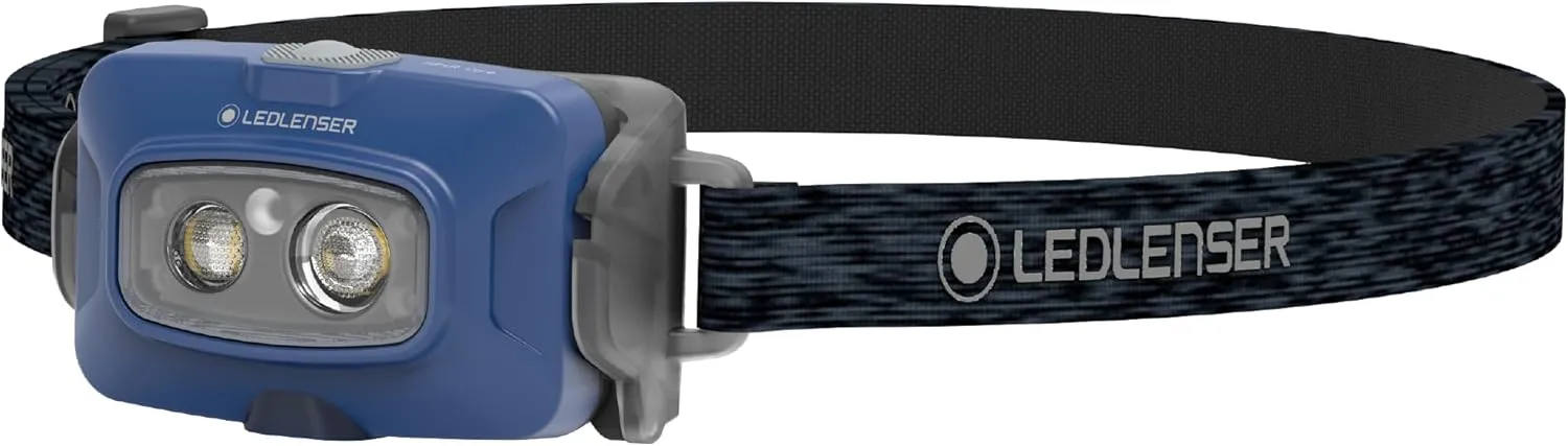 Ledlenser HF4R Core Hands Free, Rechargeable Headlamp, Water Resistant, 500 Lumens, Blue