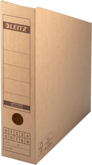 Leitz Premium Archive Magazine Files, 80 mm Spine Width, Archive Boxes Ideal for Storing and Storing Magazines and Folders in A4 and US Format, Magazine Rack, Pack of 10, Brown, 60830000