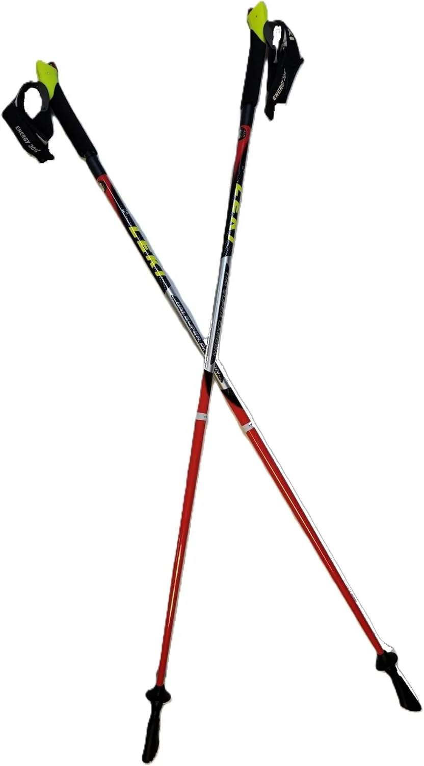 LEKI Nordic Walking Speed Pacer Vario Ultra Lightweight Carbon Poles 115-125cm Red