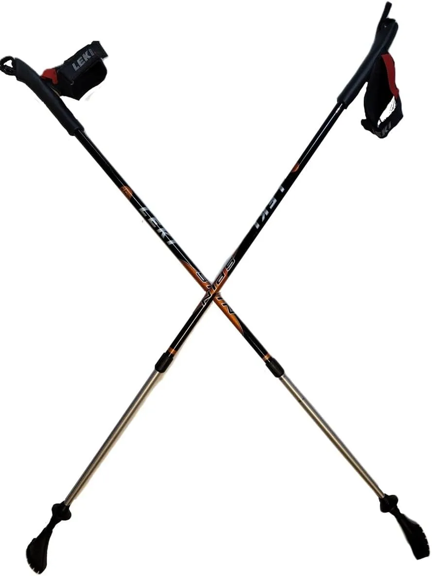 LEKI Nordic Walking Spin Black/Orange Trekking Pole 100cm-135cm