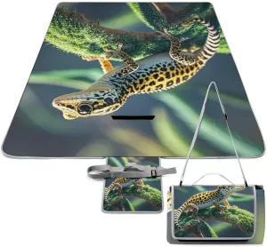 Leopard Little Gecko Picnic Blanket Outdoor, Oversized Beach Blanket, Foldable Lightweight Waterproof Sand Cushion Suitable for Beaches, Camping Grasslands Mat
