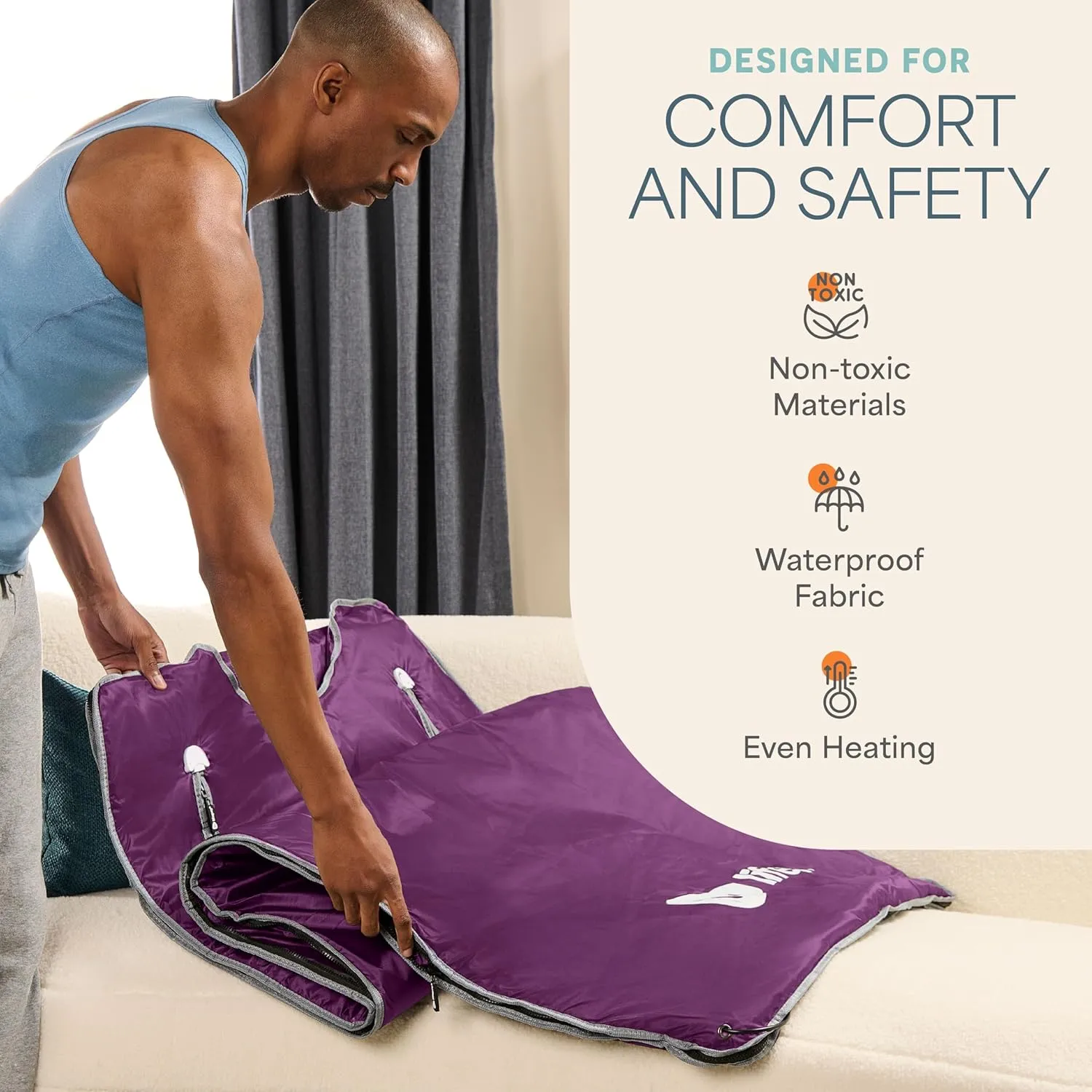 Lifepro BioRemedy Infrared Sauna Blanket – Available in 5 Colors – Portable Far Infrared Home Sauna Bag for Detox, Tension, and Relaxation – Adjustable Temp (86–158°F) & Timer – Includes Detox Wraps