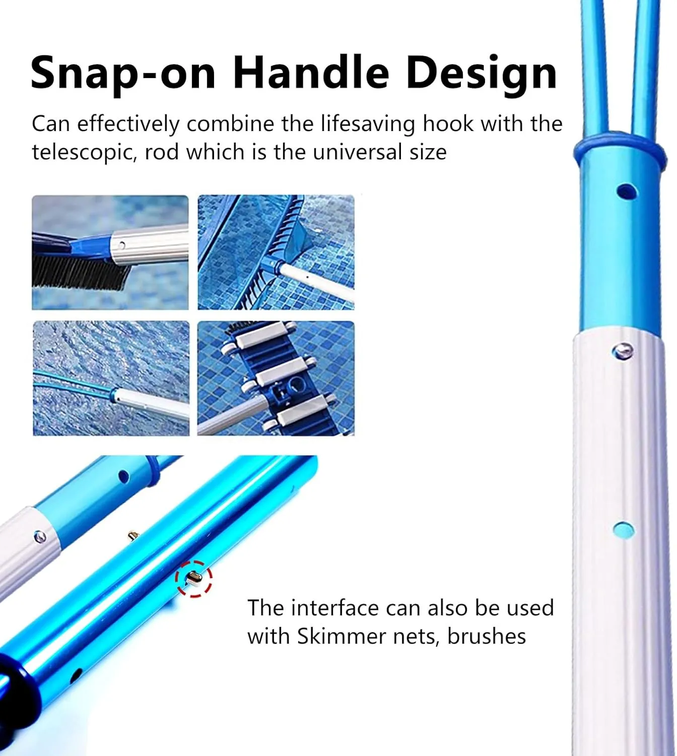 Lifesaving Pole Lightweight Pool Emergency Rescue Pole for Water Parks, Aluminum Round Emergency Hook/Telescopic Poles, Beach Special Salvage Rods for Struggling Swimmers(H 3 m/9.8 ft)