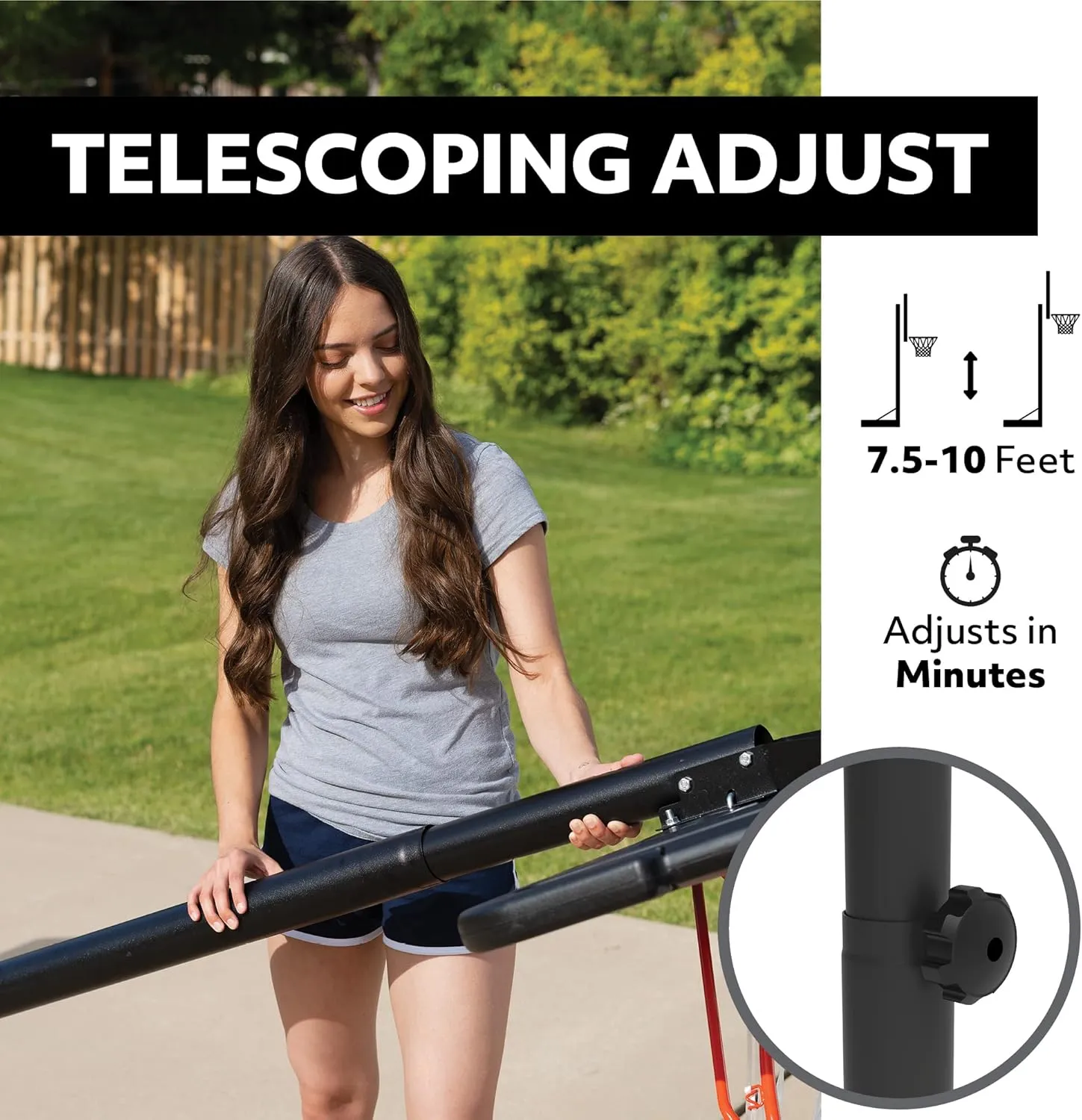 Lifetime Height Adjustable Portable Basketball System, 44 Inch Backboard