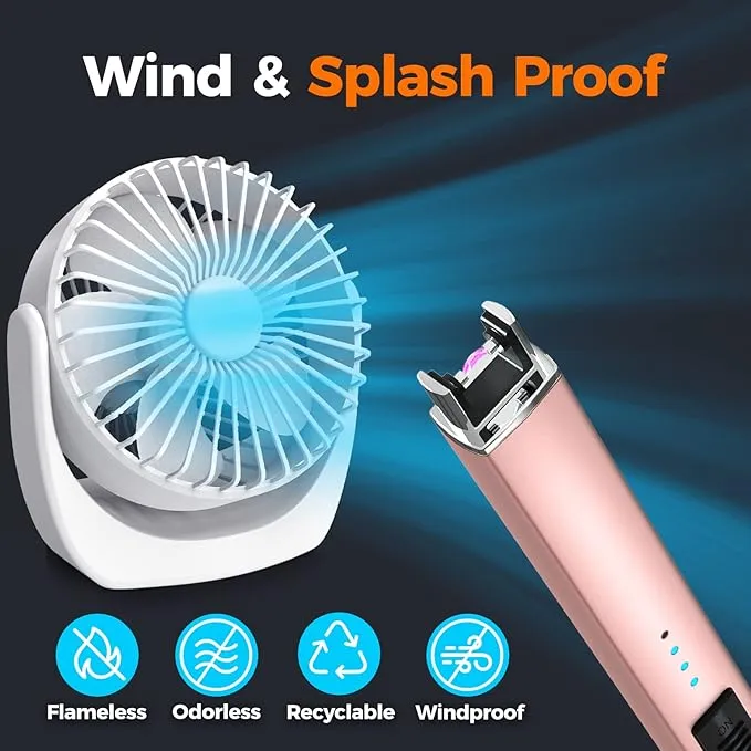 Lighter Candle Lighter, Electric Lighter USB Rechargeable Lighters Have Triple Safety and LED Battery Display, Windproof Flameless Plasma Arc Lighter for Candle Camping Grill (Rose Gold)