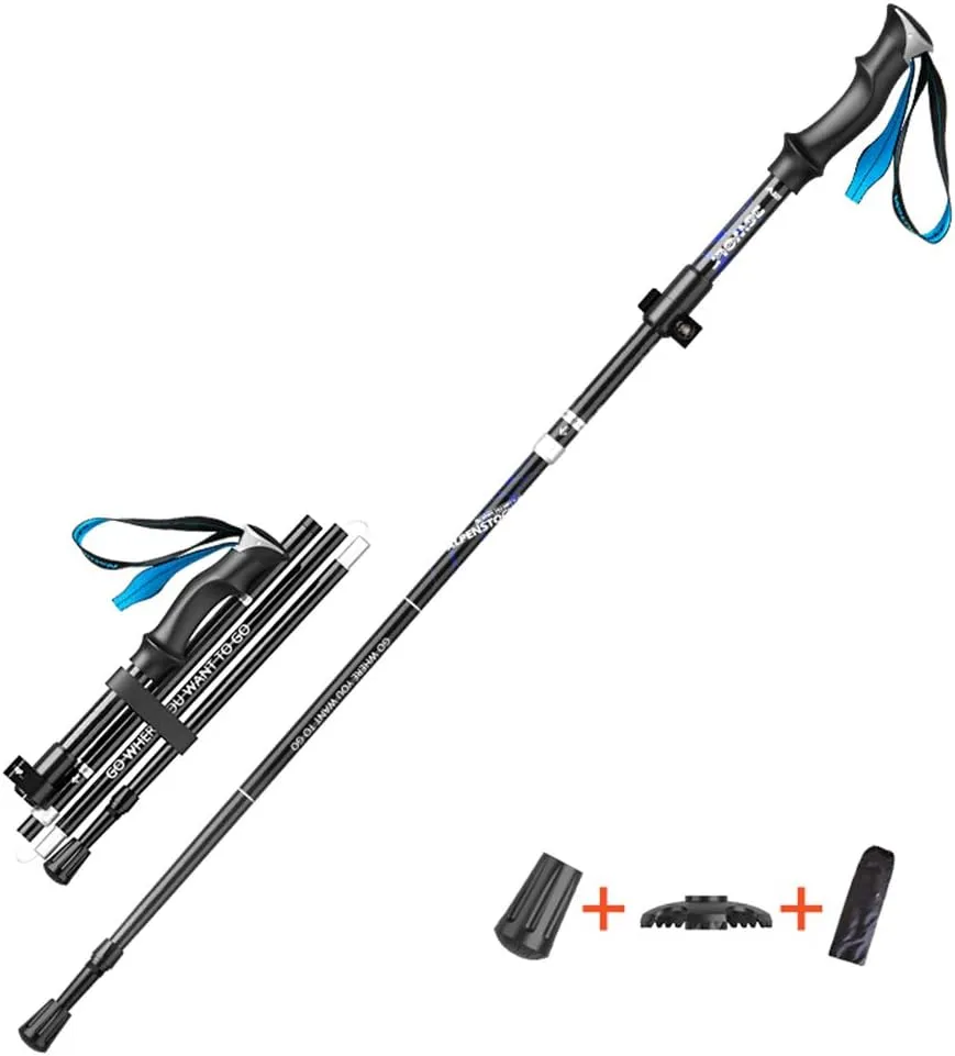 Lightweight Aluminum Adjustable Collapsible Hiking Poles-Walking Sticks with Quick Lock System -Professional Walking Poles for Men, Women (B)