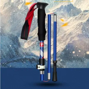 Lightweight Aluminum Alloy Telescopic Trekking Pole 3 Sections Comfortable Handle Trekking Trekking Pole