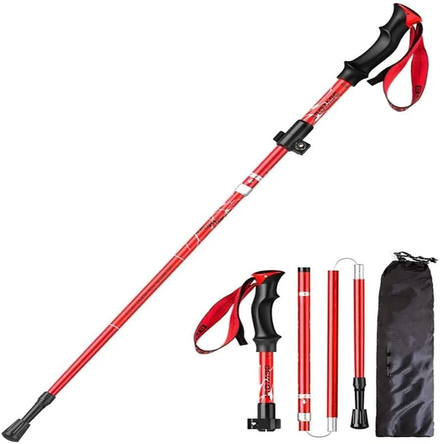 Lightweight Aluminum Collapsible Hiking Poles – Adjustable Walking Sticks with Quick Lock System, Foldable Trekking Poles for Men and Women, Durable and Portable for Hiking, Backpacking, Camping