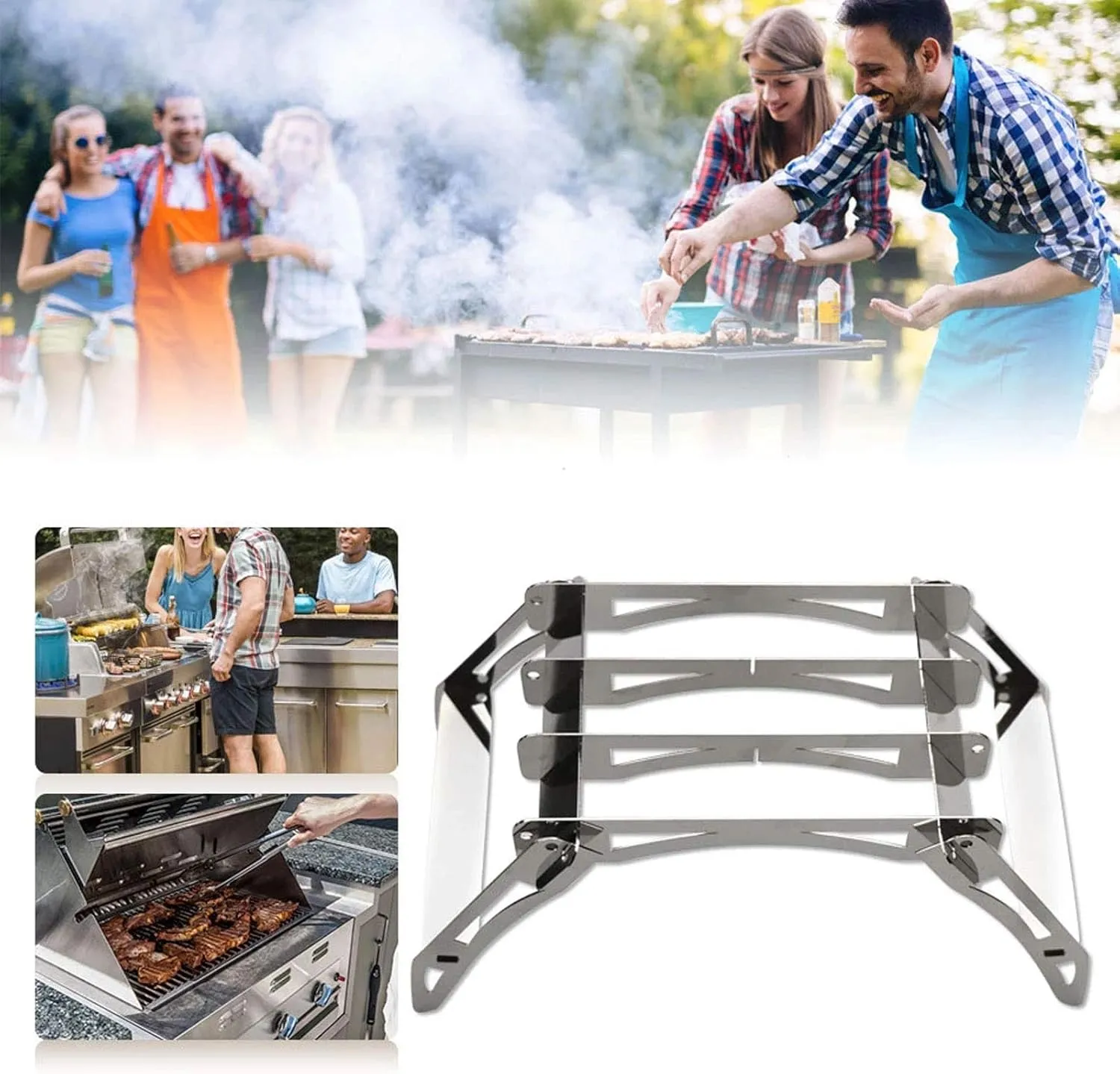Lightweight Fire Pit Camping Grills, Stainless Steel Portable Foldable Campfire Charcoal BBQ Grill/#3