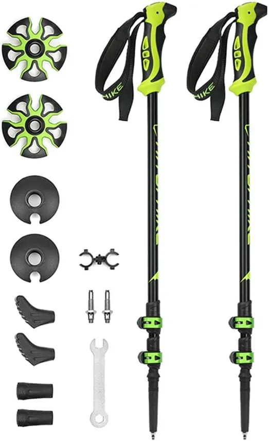 Lightweight Trekking Poles, 2 Packs of Aluminum 7075 Adjustable Trekking Poles, Powerful Shockproof Telescopic Walking Poles, Quick Adjustment Locks and Ergonomic Hand Grip Contour