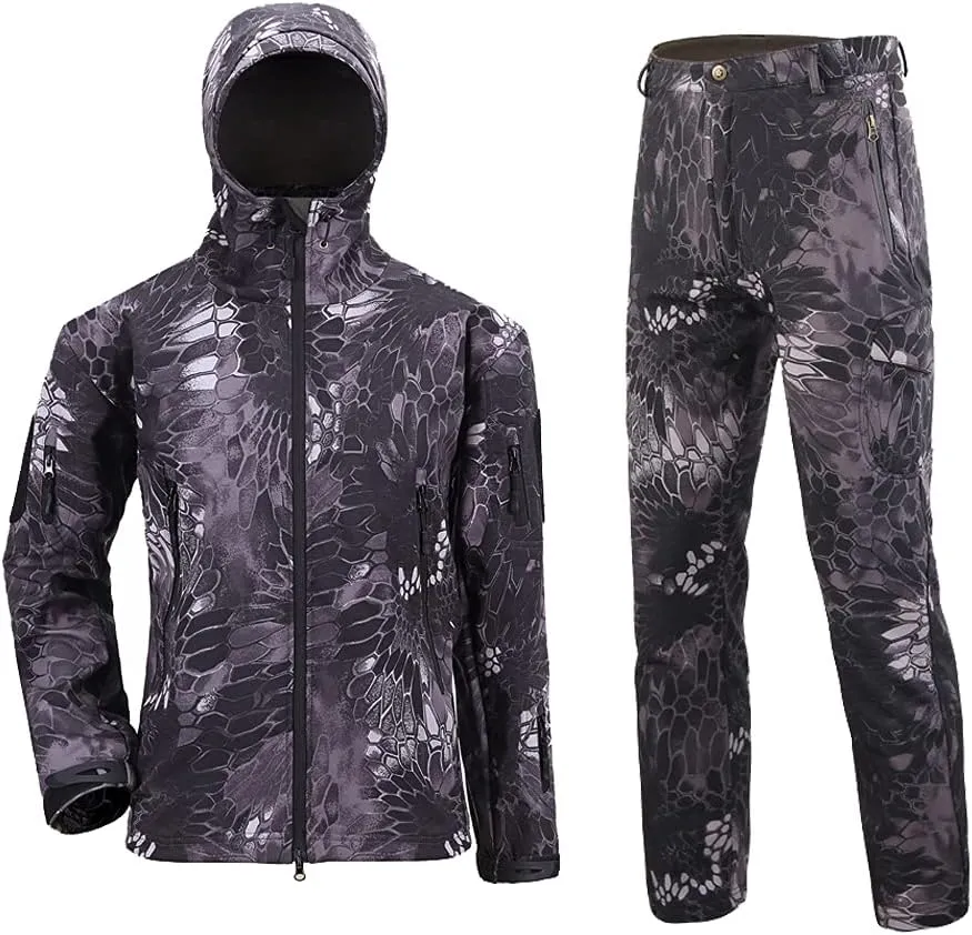 Lilychan Men’s Military Soft Shell Tactical Jacket and Pants Set Waterproof Snowboard Jacket Winter Snowsuit